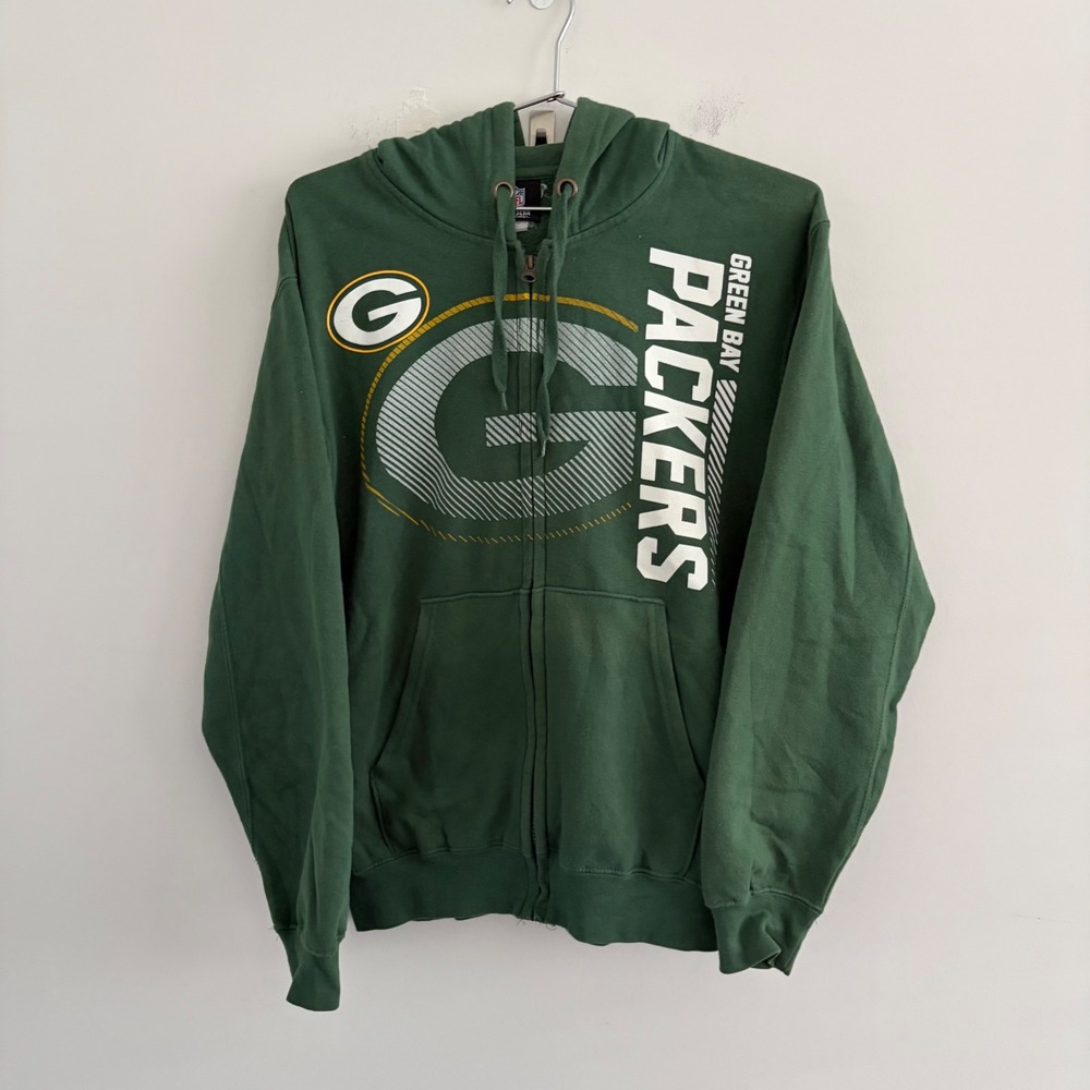 NFL Team Apparel Green Bay Packers Full Zip Hoodie Green Mens Medium